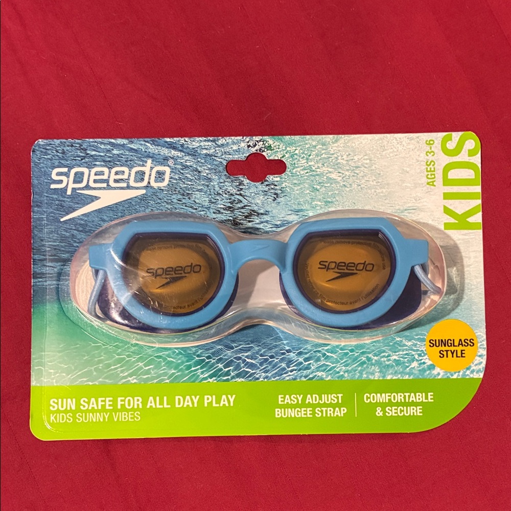 Speedo Blue Frame Kids Sunglass-Style Swim Goggles with Amber Lenses
